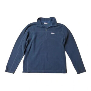 Patagonia Sweater Fleece Women Large Pullover Navy Blue 1/4 Zip
